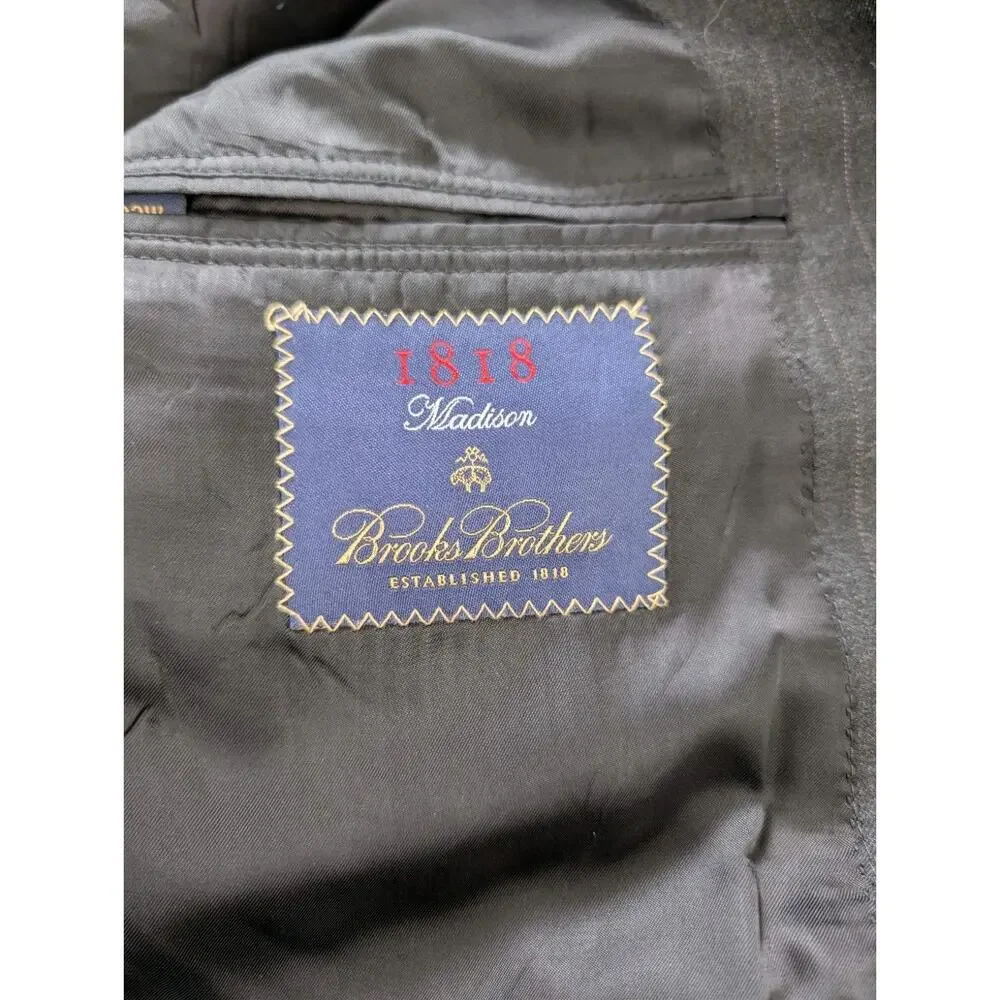 Brooks Brothers 1818 Madison 39R Windowpane Wool Blazer Gray Suit Jacket USA
